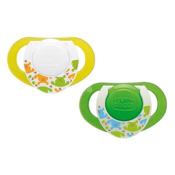 پستانک ارتودنسی سیلیکون چیکو  مدل فیزیو کامپکت 2 عددی شبرنگ Chicco