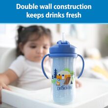 لیوان دوجداره دکتر براونز مدل Insulated Straw Cup آبی Dr browns gallery1