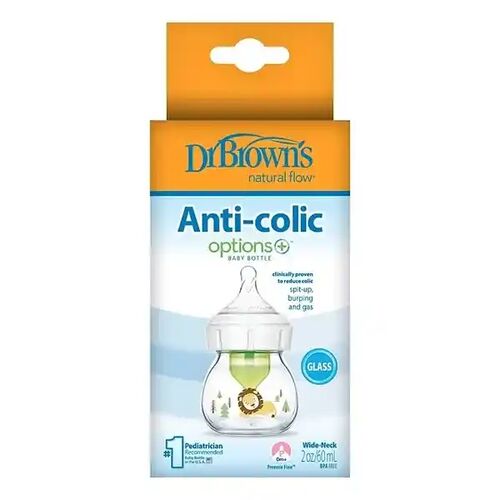 شیشه شیر پیرکس 60 میل دکتر براونز مدل نچرال طرح شیر Dr browns