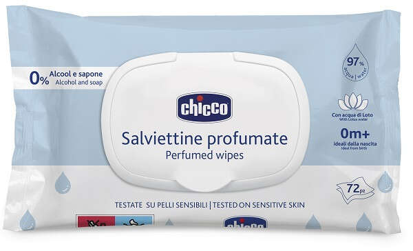دستمال مرطوب 98% آب همراه با رایحه 72 عددی چیکو chicco