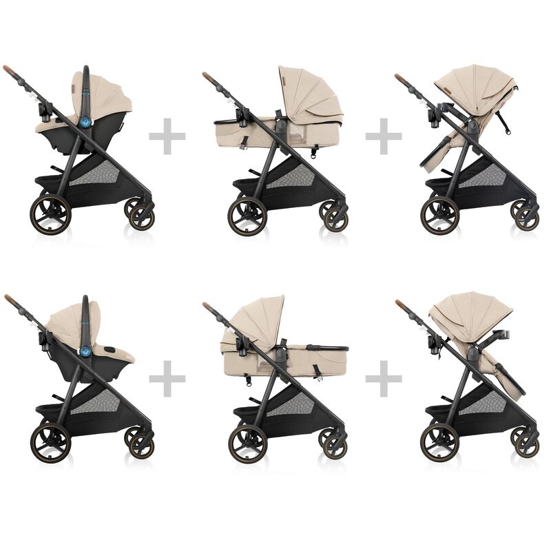 ست کالسکه و کریر Evenflo Shyft Intuiti+ Travel System مدل Revolve180 LiteMax NXT رنگ کرم gallery1