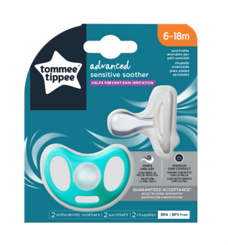 پستانک Tommee Tippee مدل Advanced Sensitive بسته دو عددی M6-18
