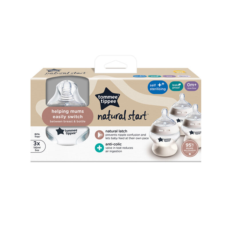 شیشه شیر 150 میل 3 عددی Natural Start طلقی تامی تیپی Tommee Tippee gallery0
