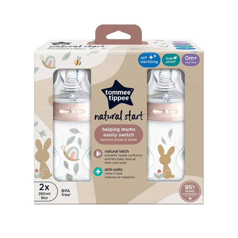 شیشه شیر 260 میل طرح دار صورتی Natural Start تامی تیپی Tommee Tippee پک 2 عددی gallery0