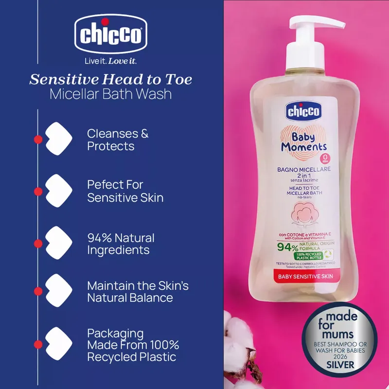 شامپو سر و بدن میسلار چیکو 500 میل Chicco BM Micellar Shampoo & Body Wash gallery5