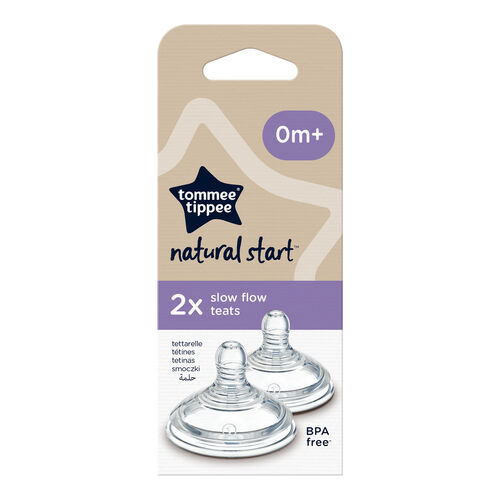 سرشیشه تامی تیپی +0m مدل Natural Start Slow Flow پک 2 عددی Tommee Tippee