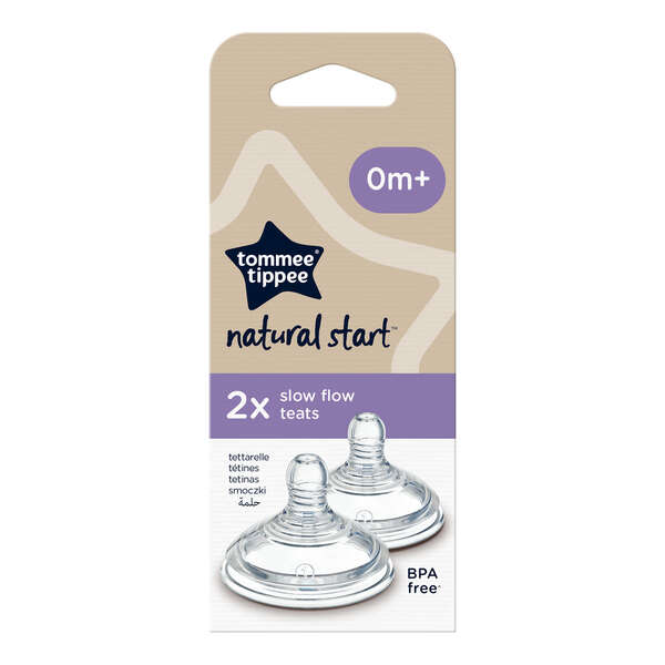 سرشیشه تامی تیپی +0m مدل Natural Start Slow Flow پک 2 عددی Tommee Tippee